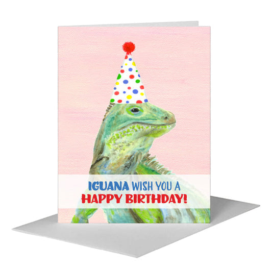 Iguana, Greeting Card (#8599CC) A2 Card Front, www.printedcanvas.com
