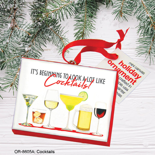 Cocktails, Ornament (OR-8605A), Front, printedcanvas.com