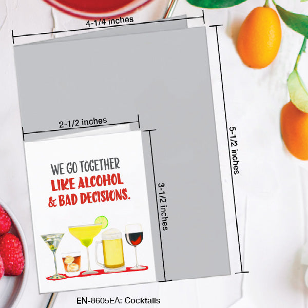 Cocktails, Greeting Card (8605EA), Enclosure, www.printedcanvas.com