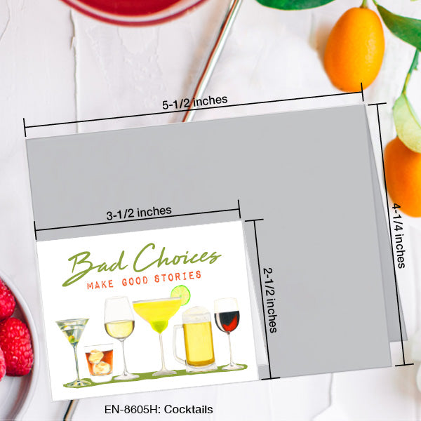 Cocktails, Greeting Card (8605H), Enclosure, www.printedcanvas.com