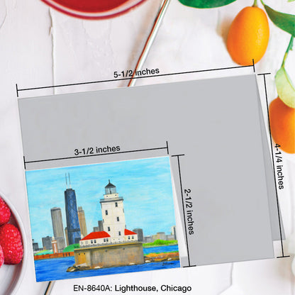 Lighthouse, Chicago, Greeting Card (8640H), Enclosure Card, www.printedcanvas.com
