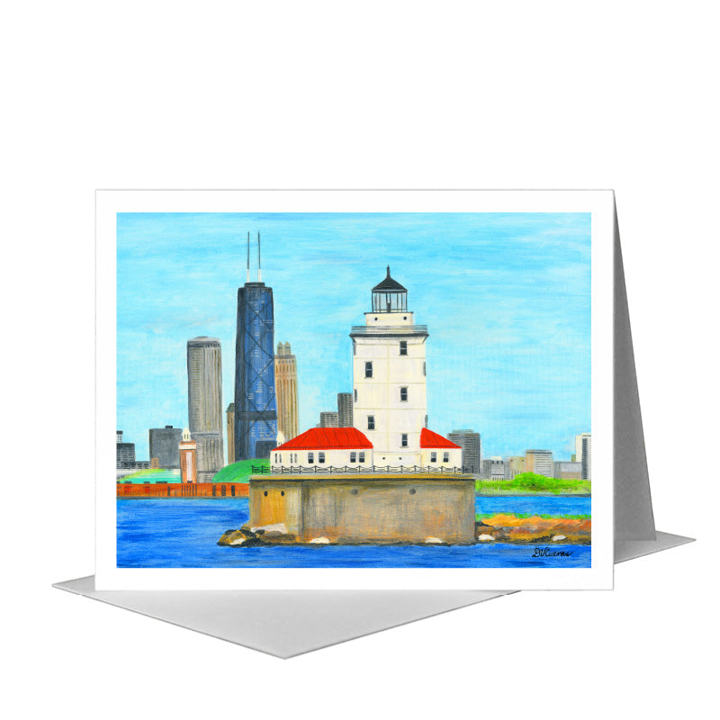 Lighthouse, Chicago, Greeting Card (#8640H) A2 Card Front, www.printedcanvas.com