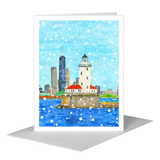 Lighthouse, Chicago, Greeting Card (#8640C) A2 Card Front, www.printedcanvas.com