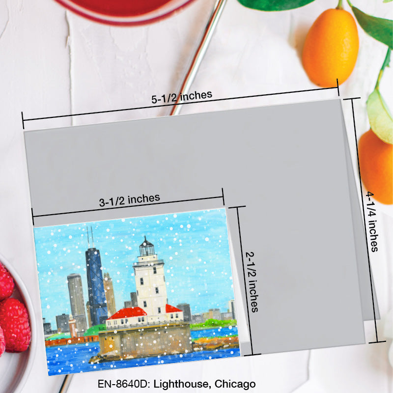 Lighthouse, Chicago, Greeting Card (8640D), Enclosure Card, www.printedcanvas.com