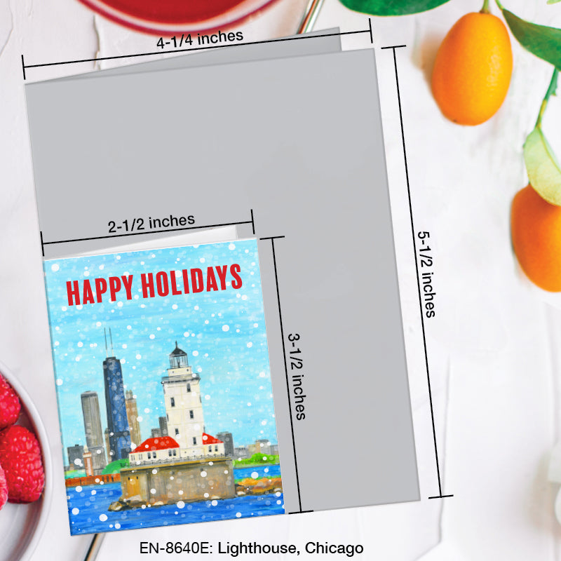Lighthouse, Chicago, Greeting Card (8640E), Enclosure Card, www.printedcanvas.com