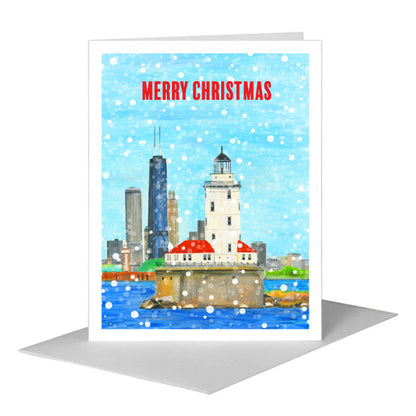 Lighthouse, Chicago, Greeting Card (#8640F) A2 Card Front, www.printedcanvas.com