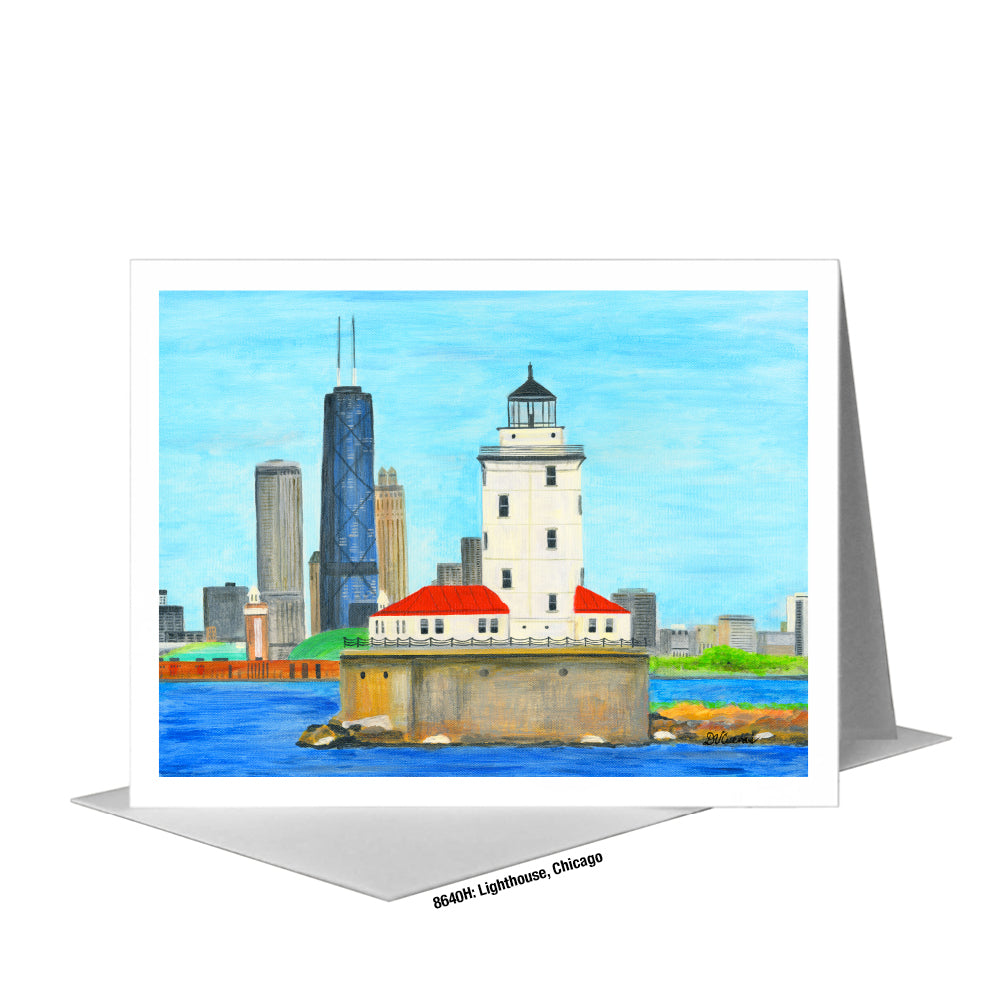 Lighthouse, Chicago, Greeting Card (#8640H), A2 Card Front, www.printedcanvas.com