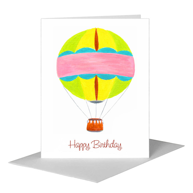 Balloon Pink Stripe, Greeting Card (#8656A) A2 Card Front, www.printedcanvas.com