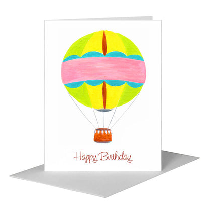 Balloon Pink Stripe, Greeting Card (#8656A) A2 Card Front, www.printedcanvas.com