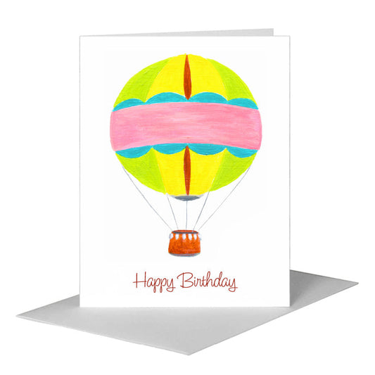 Balloon Pink Stripe, Greeting Card (#8656A) A2 Card Front, www.printedcanvas.com