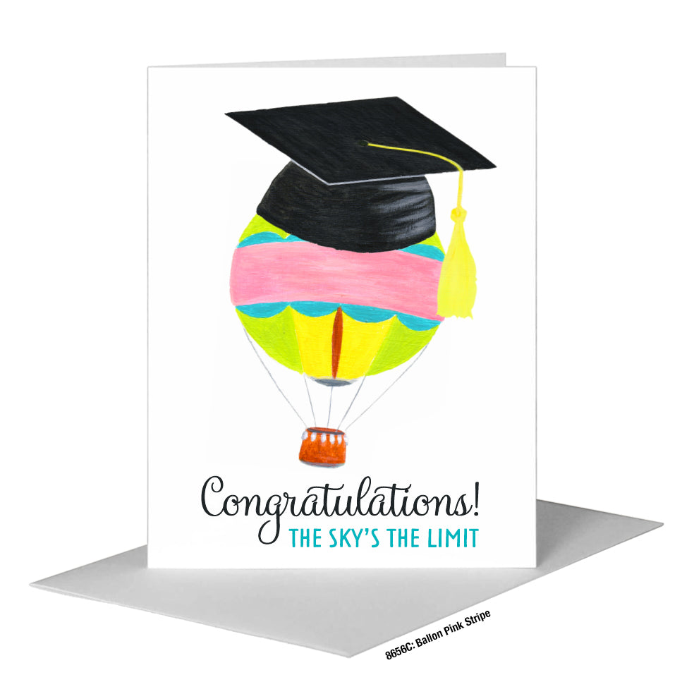 Balloon Pink Stripe, Greeting Card (#8656C)