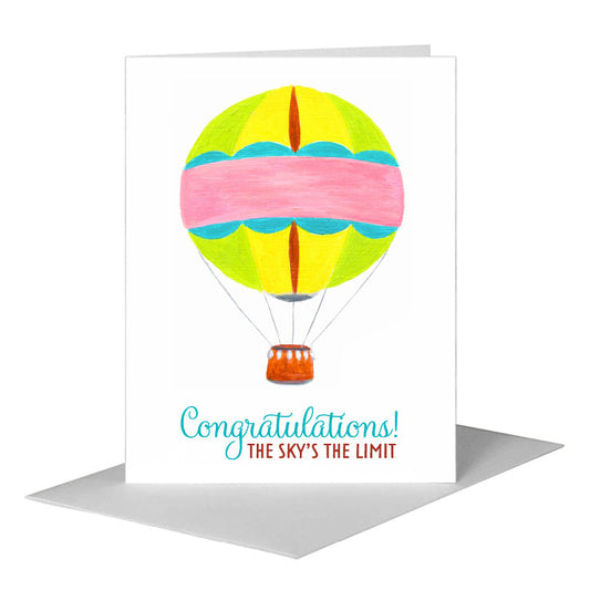 Balloon Pink Stripe, Greeting Card (#8656H) A2 Card Front, www.printedcanvas.com