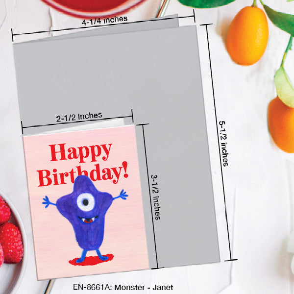 Monster - Janet, Greeting Card (8661A), Enclosure, www.printedcanvas.com