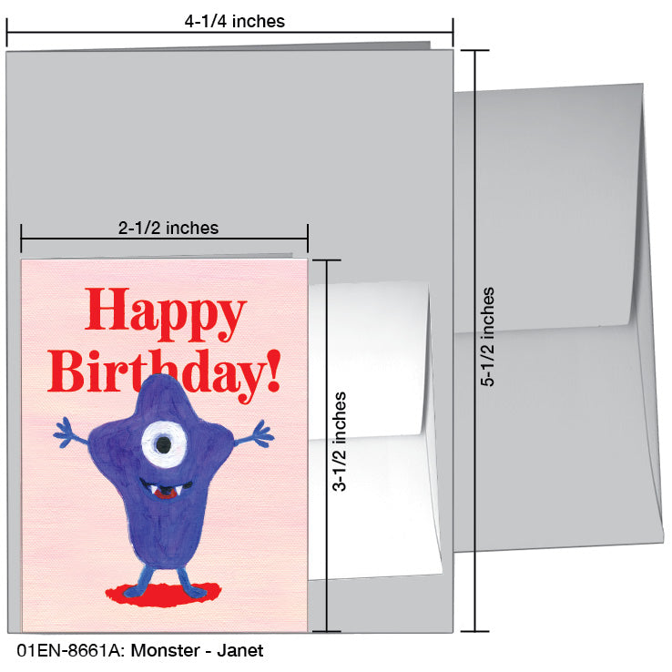 Monster - Janet, Greeting Card (8661A), Enclosure Card, www.printedcanvas.com