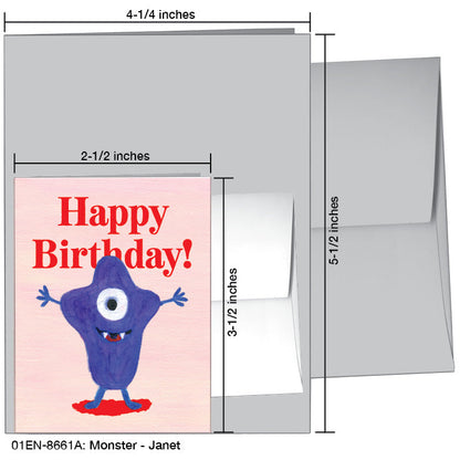 Monster - Janet, Greeting Card (8661A), Enclosure Card, www.printedcanvas.com