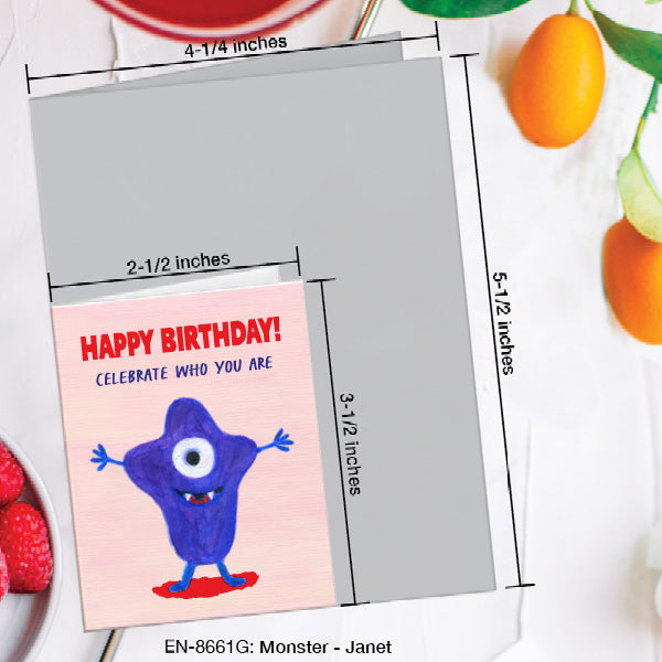 Monster - Janet, Greeting Card (8661G), Enclosure, www.printedcanvas.com