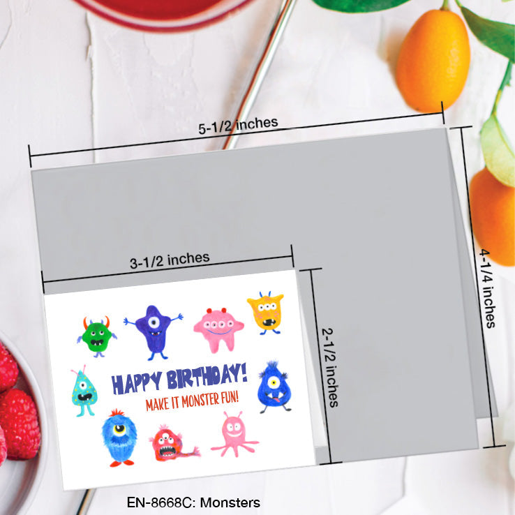 Monsters, Greeting Card (8668C), Enclosure, www.printedcanvas.com