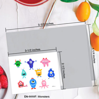 Monsters, Greeting Card (8668F), Enclosure Card, www.printedcanvas.com