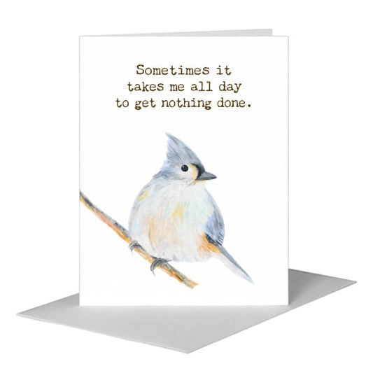 Titmouse, Greeting Card (#8669BA) A2 Card Front, www.printedcanvas.com