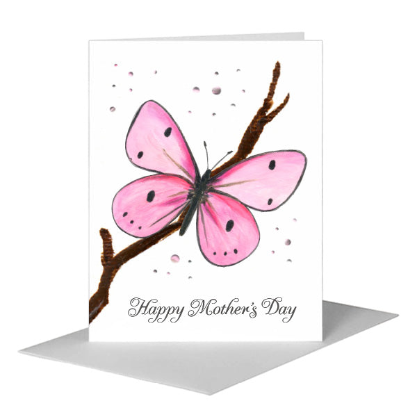 Pink Butterfly, Greeting Card (#8675AA) A2 Card Front, www.printedcanvas.com
