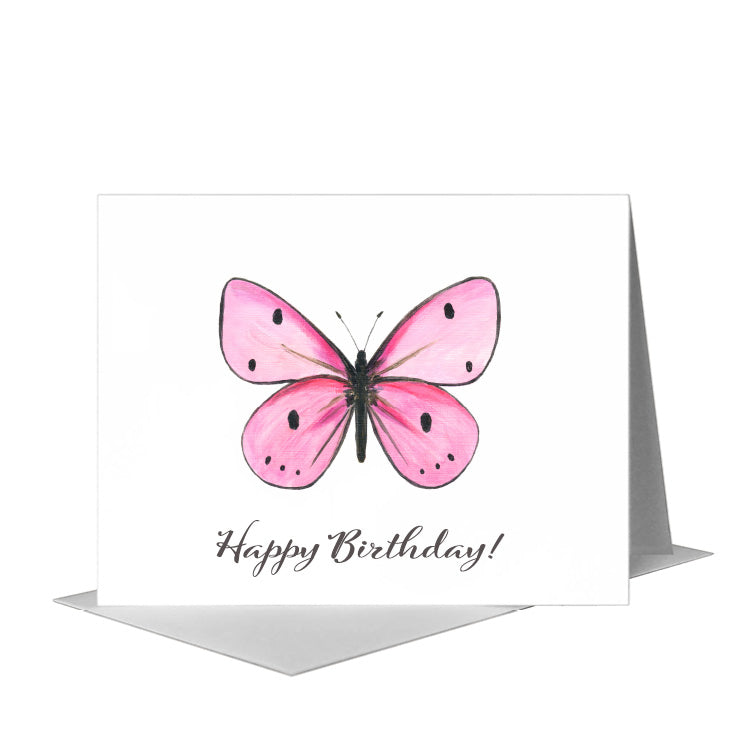 Pink Butterfly, Greeting Card (#8675B), A2 Card Front, www.printedcanvas.com