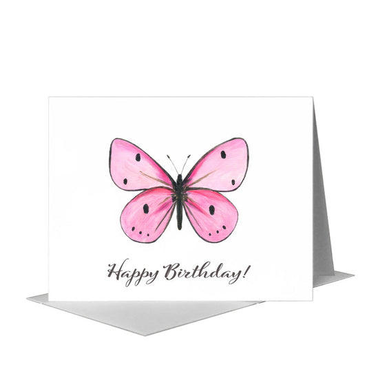 Pink Butterfly, Greeting Card (#8675B) A2 Card Front, www.printedcanvas.com