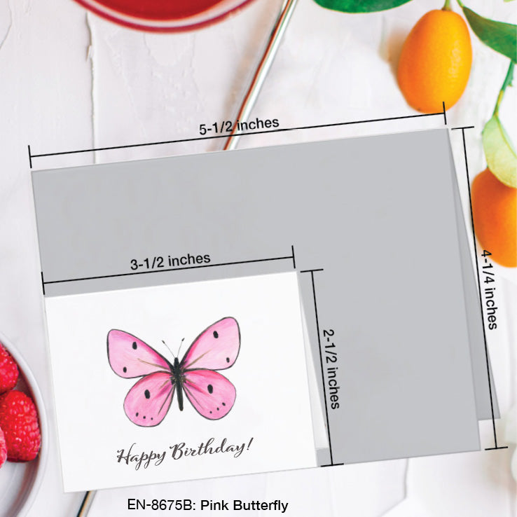 Pink Butterfly, Greeting Card (8675B), Enclosure, www.printedcanvas.com