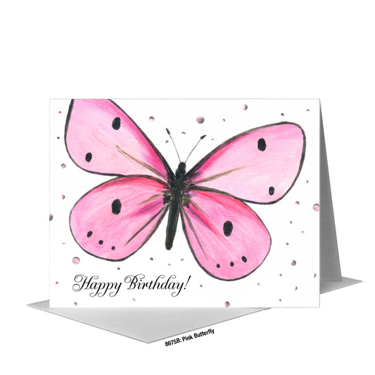Pink Butterfly, Greeting Card (#8675B)