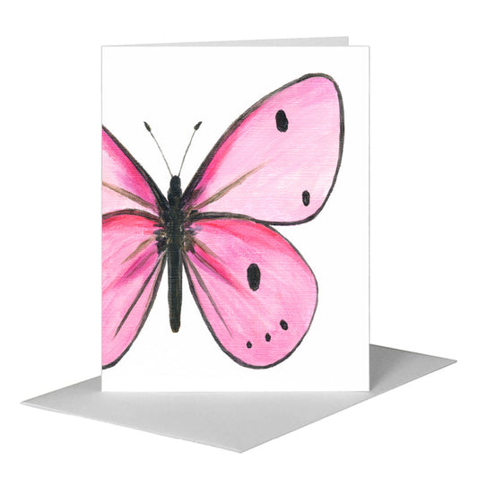 Pink Butterfly, Greeting Card (#8675C) A2 Card Front, www.printedcanvas.com