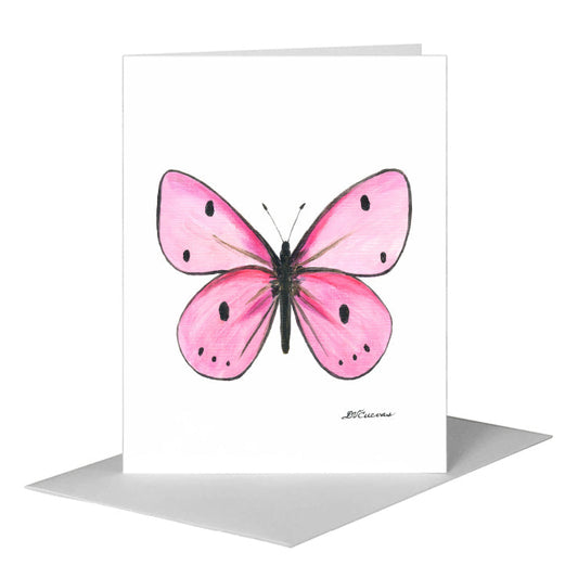 Pink Butterfly, Greeting Card (#8675D) A2 Card Front, www.printedcanvas.com