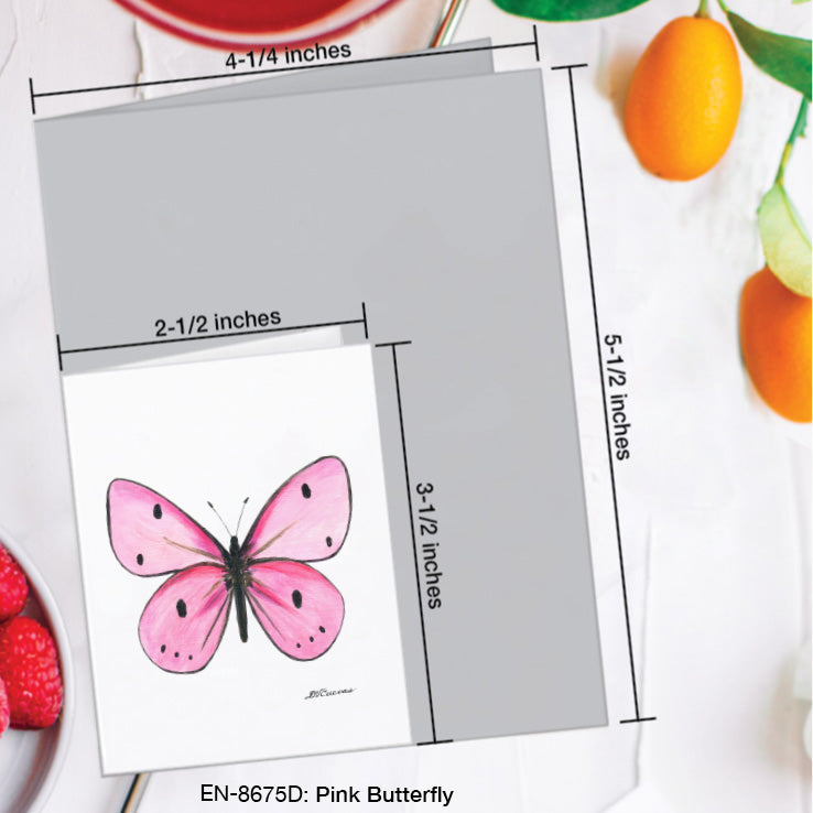Pink Butterfly, Greeting Card (8675D), Enclosure Card, www.printedcanvas.com