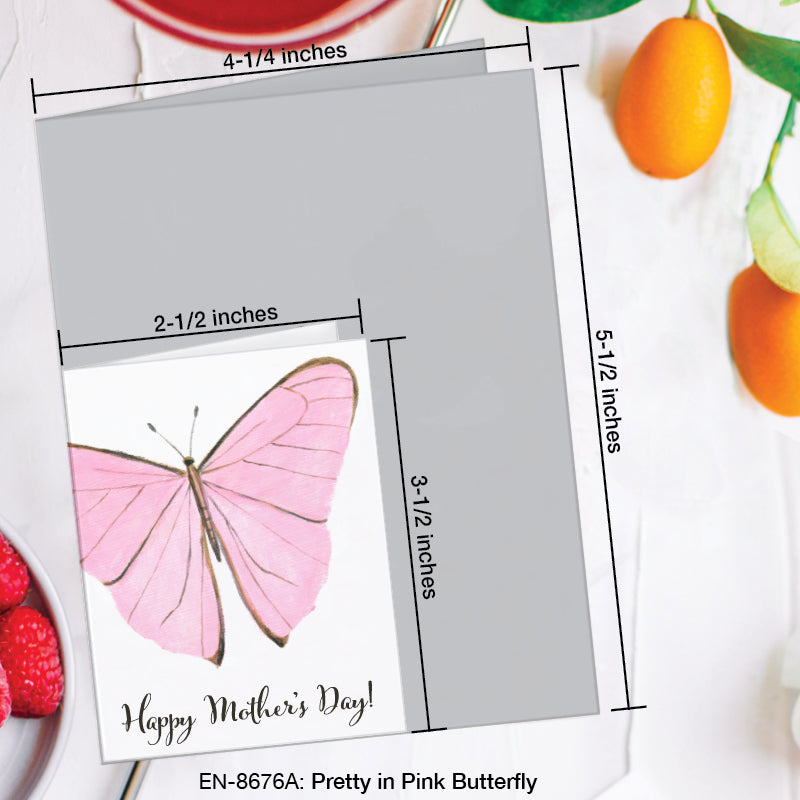 Pretty in Pink Butterfly, Greeting Card (8676A), Enclosure, www.printedcanvas.com