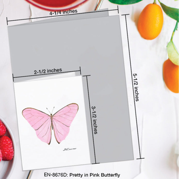Pretty in Pink Butterfly, Greeting Card (8676D), Enclosure Card, www.printedcanvas.com