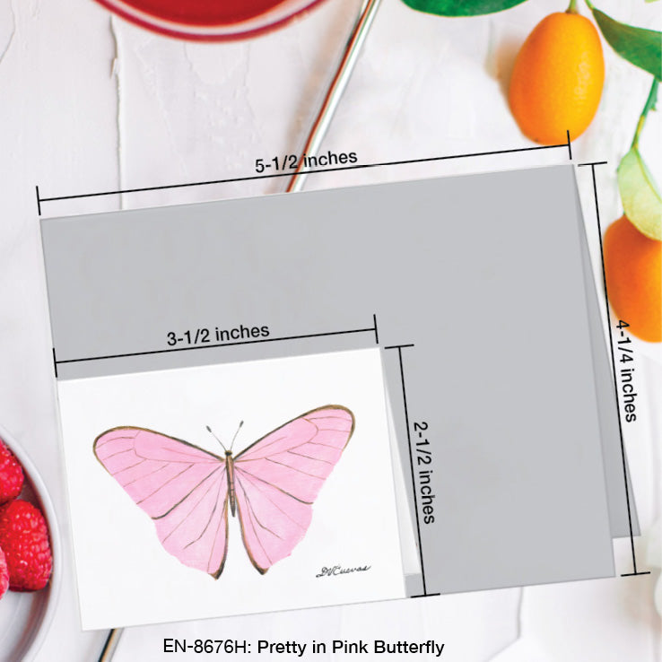 Pretty in Pink Butterfly, Greeting Card (8676H), Enclosure Card, www.printedcanvas.com