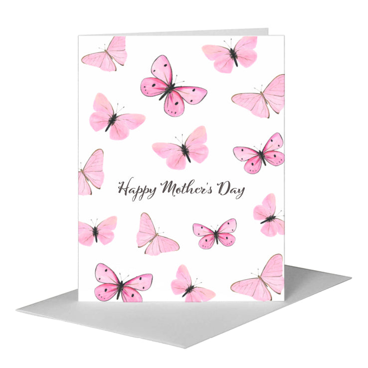 Butterflies in Pink, Greeting Card (#8677AA), A2 Card Front, www.printedcanvas.com