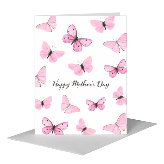 Butterflies in Pink, Greeting Card (#8677AA) A2 Card Front, www.printedcanvas.com