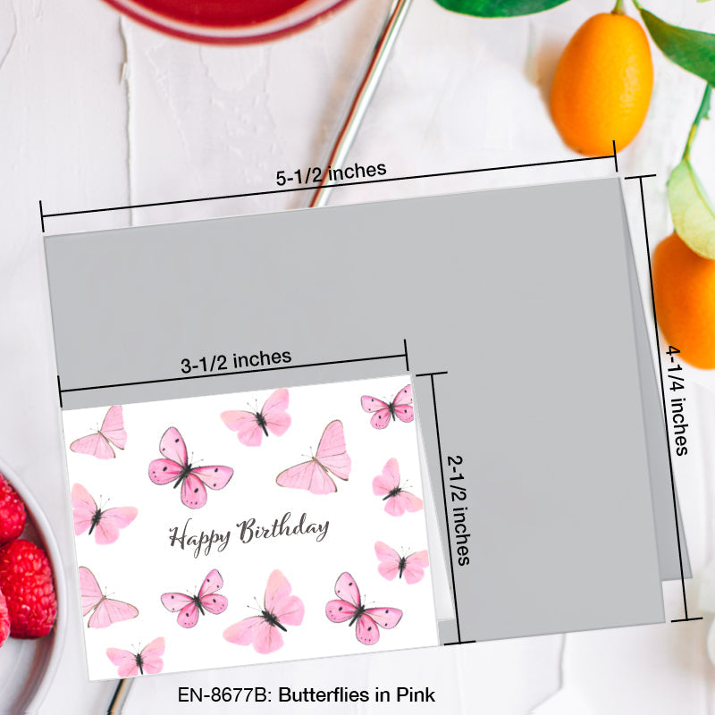 Butterflies in Pink, Greeting Card (8677B), Enclosure, www.printedcanvas.com