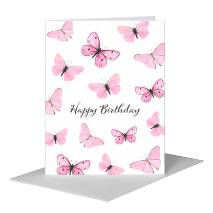 Butterflies in Pink, Greeting Card (#8677BA), A2 Card Front, www.printedcanvas.com