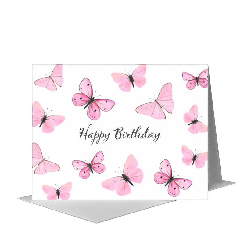 Butterflies in Pink, Greeting Card (#8677B) A2 Card Front, www.printedcanvas.com