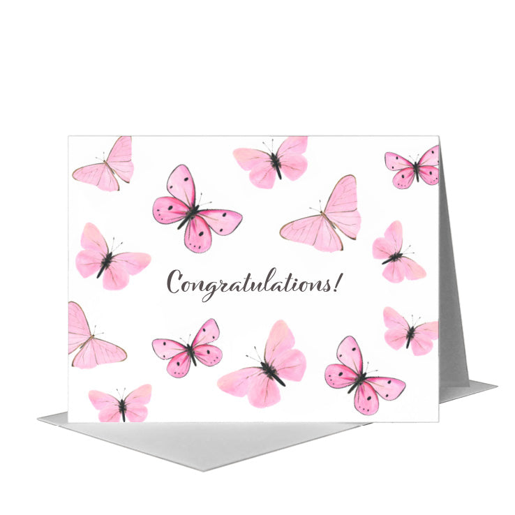 Butterflies in Pink, Greeting Card (#8677C), A2 Card Front, www.printedcanvas.com