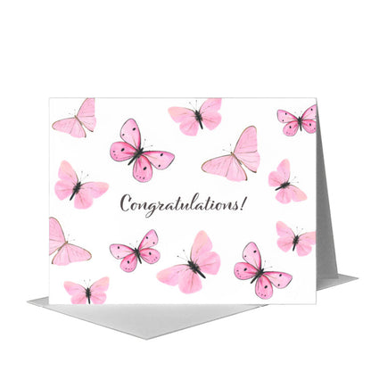 Butterflies in Pink, Greeting Card (#8677C), A2 Card Front, www.printedcanvas.com