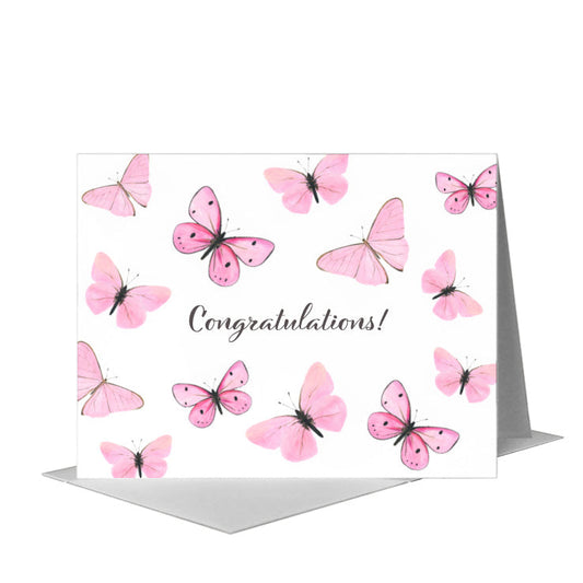 Butterflies in Pink, Greeting Card (#8677C) A2 Card Front, www.printedcanvas.com