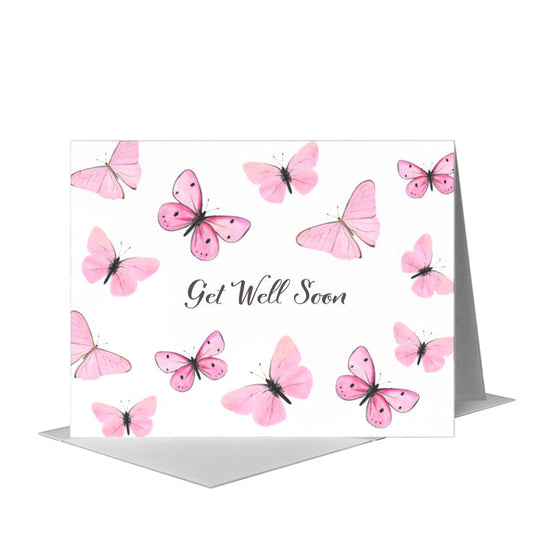 Butterflies in Pink, Greeting Card (#8677E) A2 Card Front, www.printedcanvas.com