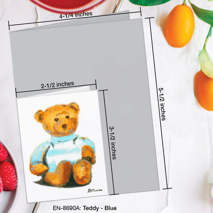 Teddy - Blue, Greeting Card (8690A), Enclosure Card, www.printedcanvas.com