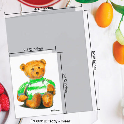 Teddy - Green, Greeting Card (8691B), Enclosure Card, www.printedcanvas.com
