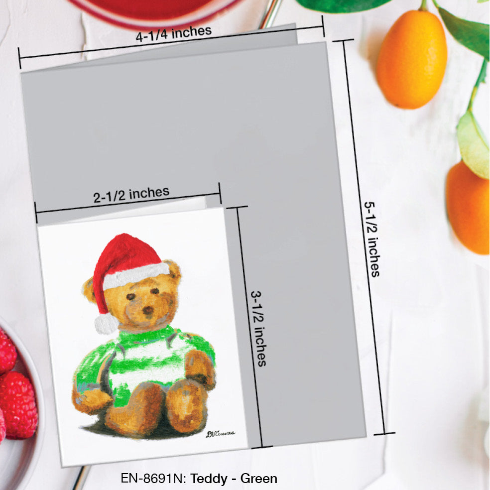 Teddy - Green, Greeting Card (#8691N), Enclosure Card, www.printedcanvas.com