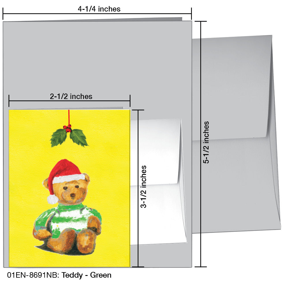 Teddy - Green, Greeting Card (#8691NB)