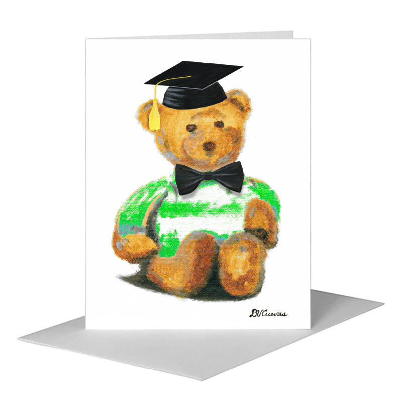 Teddy - Green, Greeting Card (#8691R) A2 Card Front, www.printedcanvas.com
