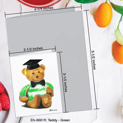 Teddy - Green, Greeting Card (8691R), Enclosure Card, www.printedcanvas.com