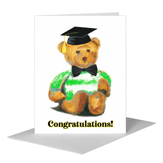 Teddy - Green, Greeting Card (#8691RA) A2 Card Front, www.printedcanvas.com